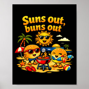 Poster Pun Beach Bbq Gráfico Sóis Fora Bundas Fora