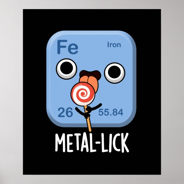 Poster Pun de Metal-lick Química Divertida Fundo Escuro (Frente)