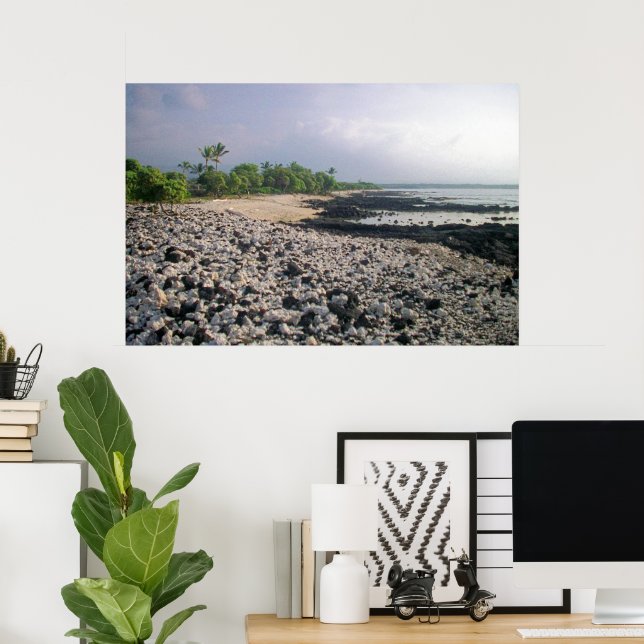 Poster Punalu "Sand Beach Hawaii Big Island" (Escritório em casa)