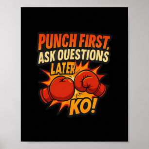 Poster Punch First Pergunte Depois Ko Boxing Art