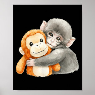 Poster Punchkung o macaco segurando amigo de pelúcia meme