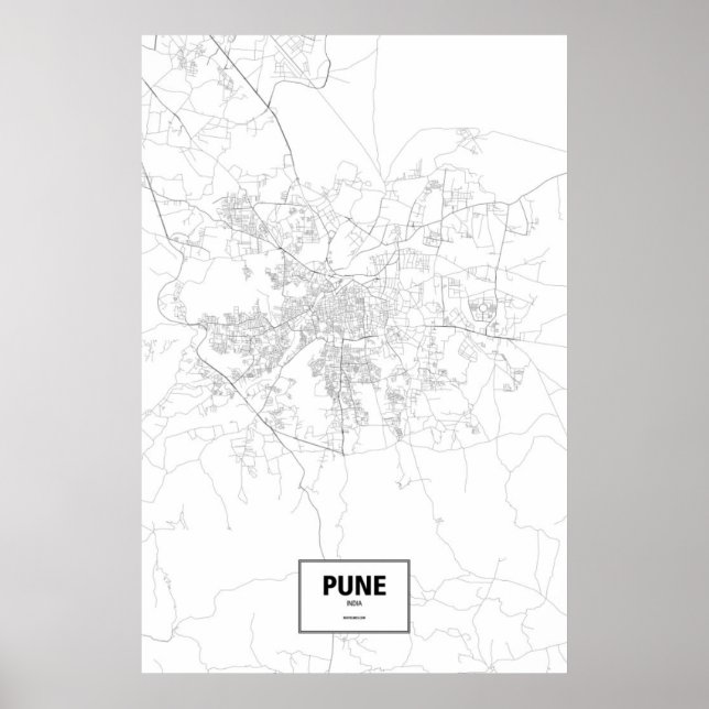 Pôster Pune, Índia (preto no branco) (Frente)