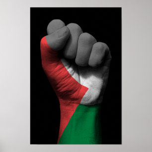 Pôster Punho apertado aumentado com bandeira palestina