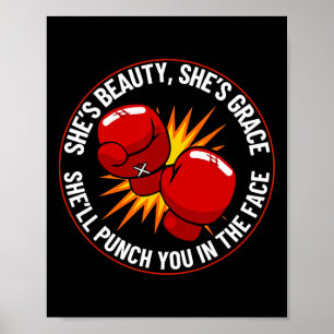 Poster Punho de Boxe Engraçado para Homens Mulheres Trein