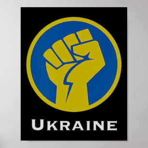 Poster Punho de luta da Ucrânia em cores da bandeira azul