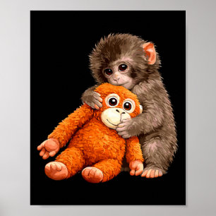 Poster Punho de macaco fofo de mulher macaco bebê japonês