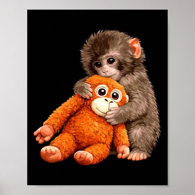 Poster Punho de macaco fofo de mulher macaco bebê japonês (Frente)
