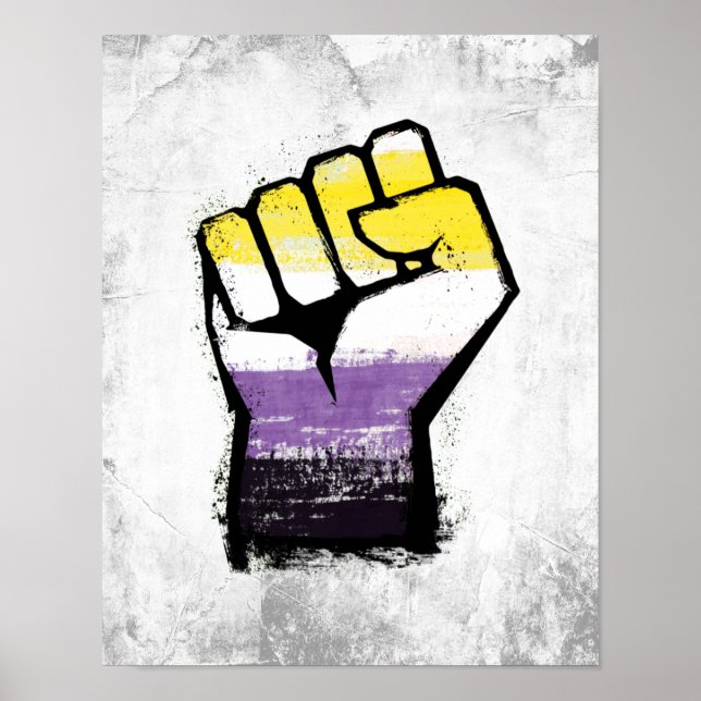 Poster Punho de Orgulho Não Binário em Protesto (Frente)
