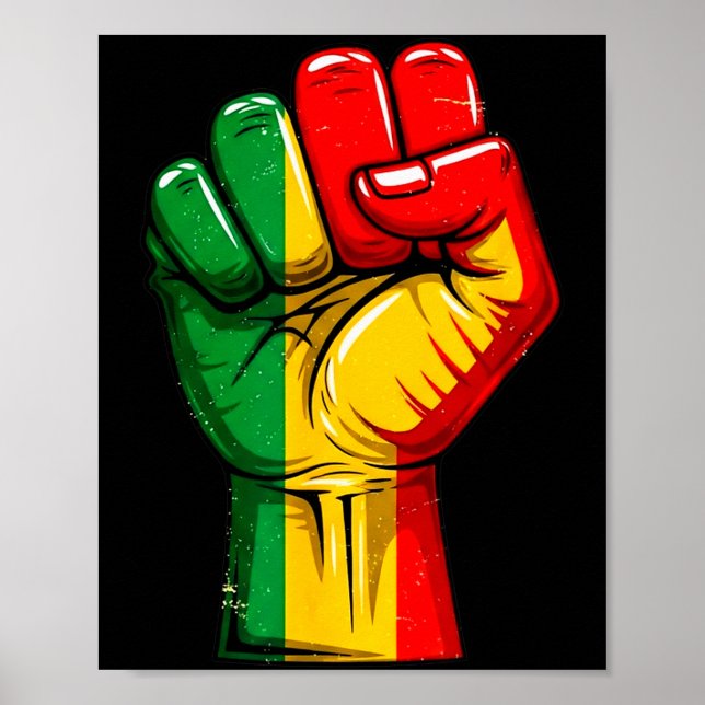 Poster Punho do Poder Negro Bandeira Pan-Africana Erguida (Frente)