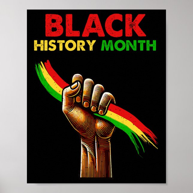 Poster Punho do Poder Negro Mês da História Negra America (Frente)