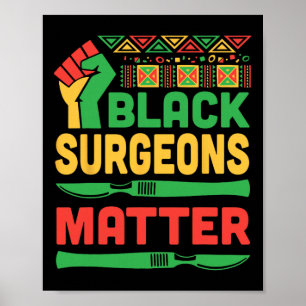Poster Punho Erguido Batimento Cardíaco Cirurgiões Negros