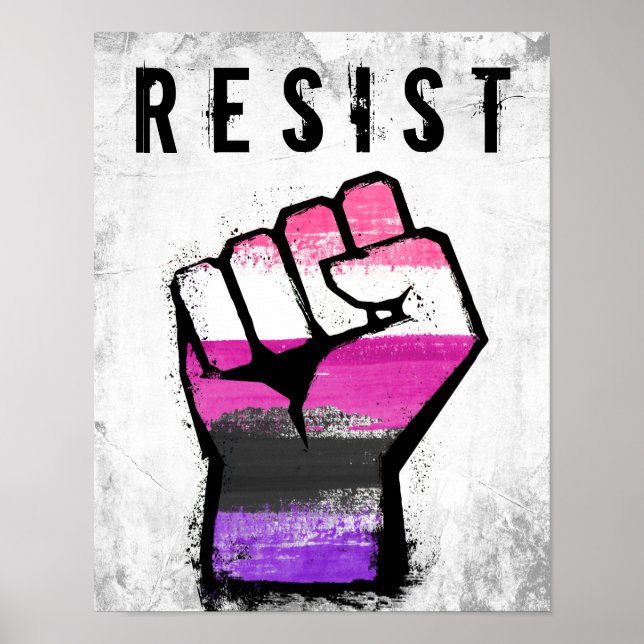Poster Punho Orgulho Genderfluid (Frente)