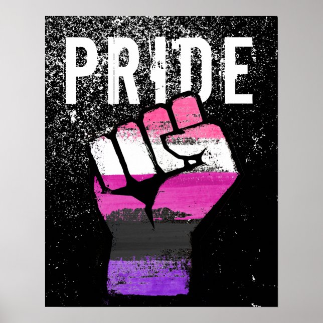 Poster Punho Orgulho Genderfluid (Frente)