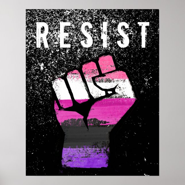 Poster Punho Orgulho Genderfluid (Frente)