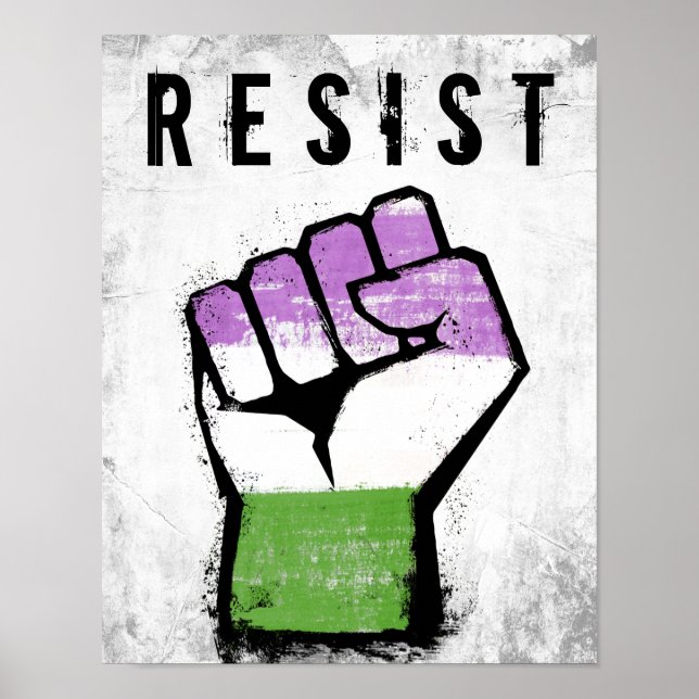Poster Punho Orgulho Queer / Gênero Não Binário (Frente)