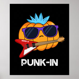 Poster PUnk-in Funny Punk Rock Pumpkin Pun Dark BG