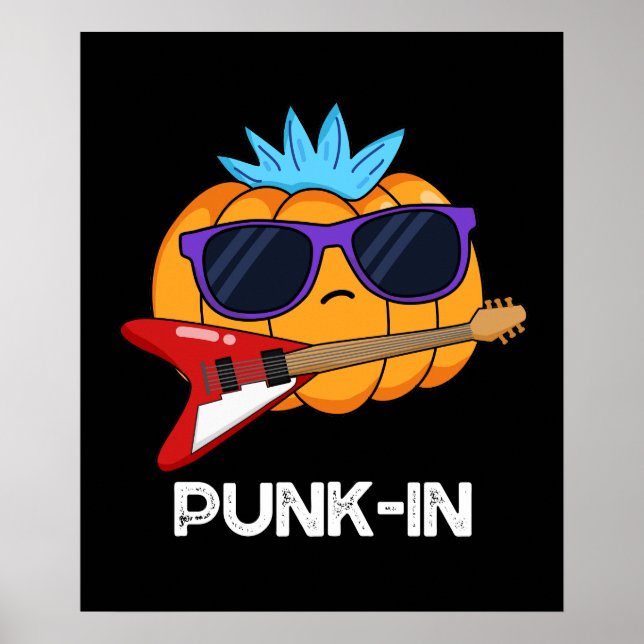 Poster PUnk-in Funny Punk Rock Pumpkin Pun Dark BG (Frente)