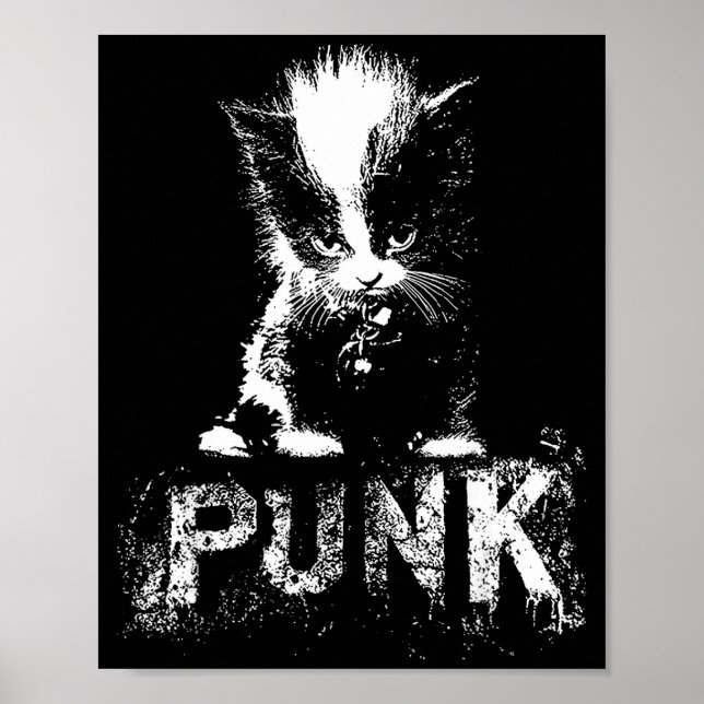 Poster Punk Kitten Cat With Mohawk Nge Gothic Design  (Frente)