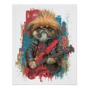 Pôster Punk Rock Pekingese � Cão Rebelde