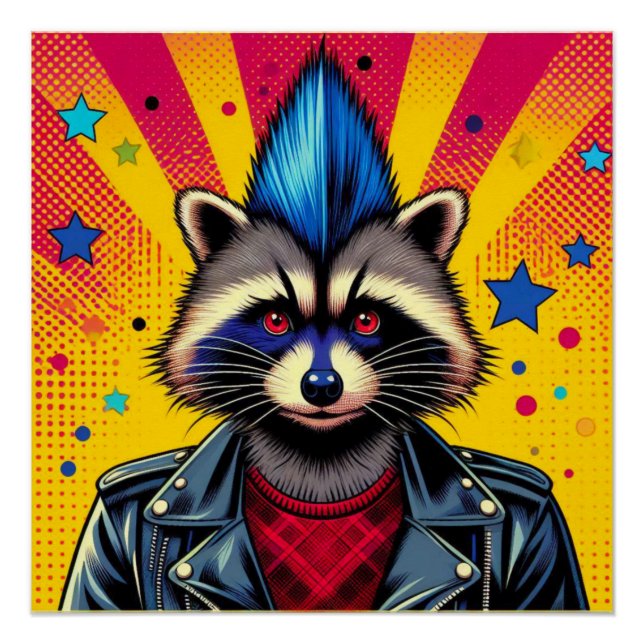 PÔSTER PUNK ROCK RACCOON (Frente)