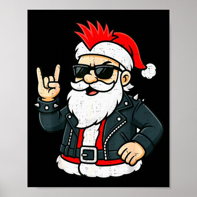 Poster Punk Rock Santa Claus Emo Christmas Rocker Pajamas (Frente)