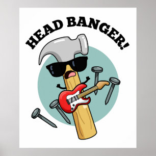 Poster Puns Divertidos de Música para Cabeça de Bangue 