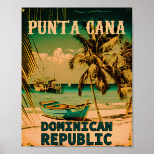 Poster Punta Cana Dominican Palm Tree Beach Vintage
