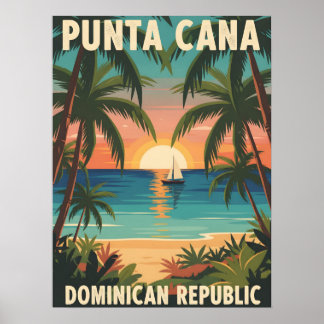 Poster Punta Cana Dominican Republic Tropical Sunset 
