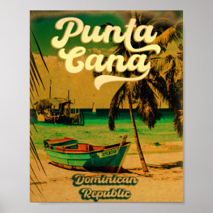 Poster Punta Cana Dominicana Palm Tree Retro Sunset