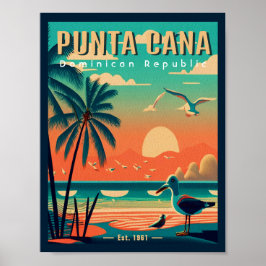 Poster Punta Cana DR. Retro Flamingos Souvenir 1950