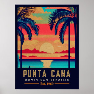 Poster Punta Cana DR. Retro Sunset Souvenirs 1960