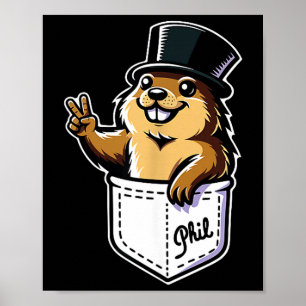 Poster Punxy Phils Dia Da Toupeira Fofa Design De Bolso F