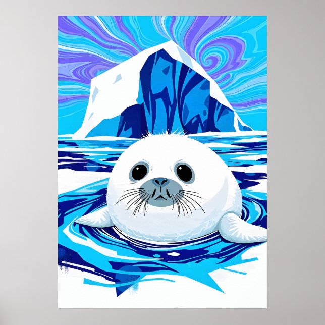 Poster Pup de foca do Ártico - Tons Legal - Arte Espalhad (Frente)