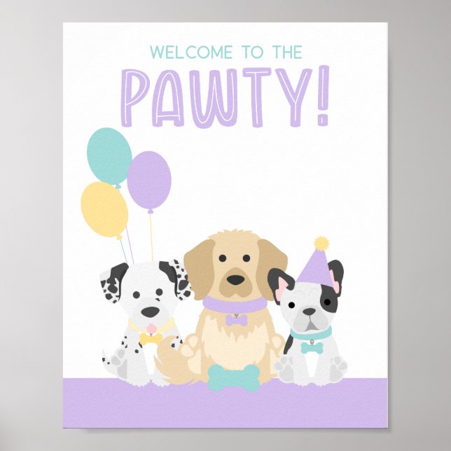 Poster Puppy Dog Pawty Party Theme (Frente)