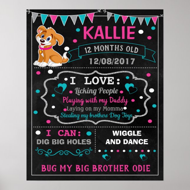 Poster Puppy Dog Pet Birthday (Frente)