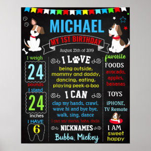 Poster Puppy Dog Pet First Birday Chalkboard