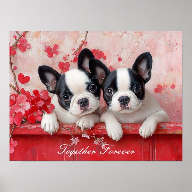 Poster Puppy Love. com texto personalizável (Frente)