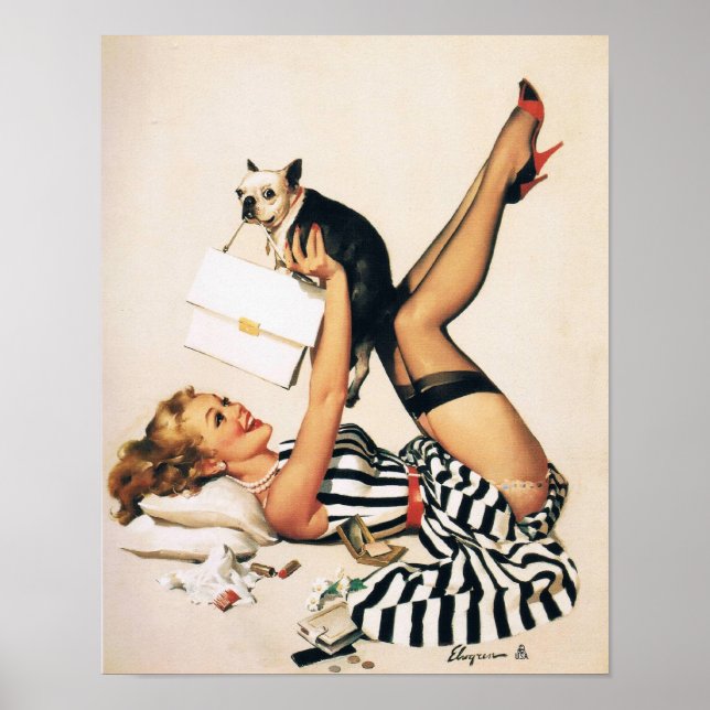 Poster Puppy Lover Pin-up Girl - Retro Pinup Art (Frente)