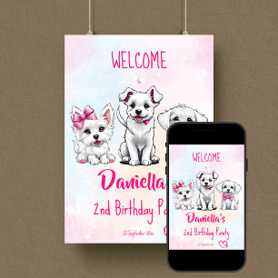 Poster Puppy pãozinho branco rosa pinto bonitinho sinal d