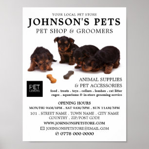 Poster Pups, Pet Store e Publicidade de Gráficos