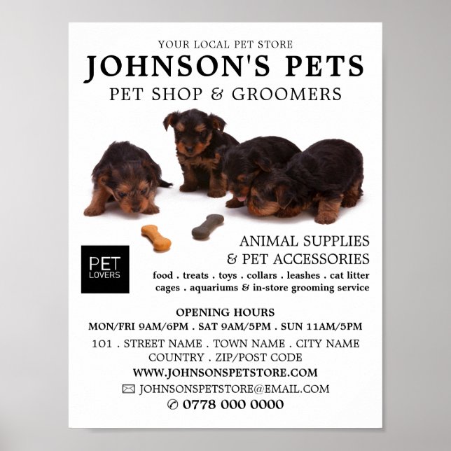 Poster Pups, Pet Store e Publicidade de Gráficos (Frente)
