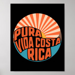 Poster Pura Vida Costa Rica Pôr do Sol Surfando Verão