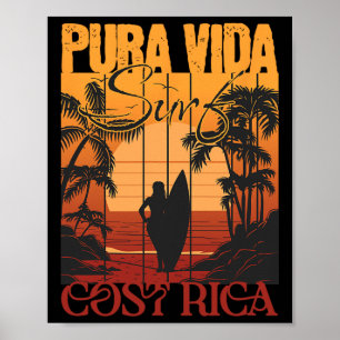 Poster Pura Vide Costa Rica Surfando 
