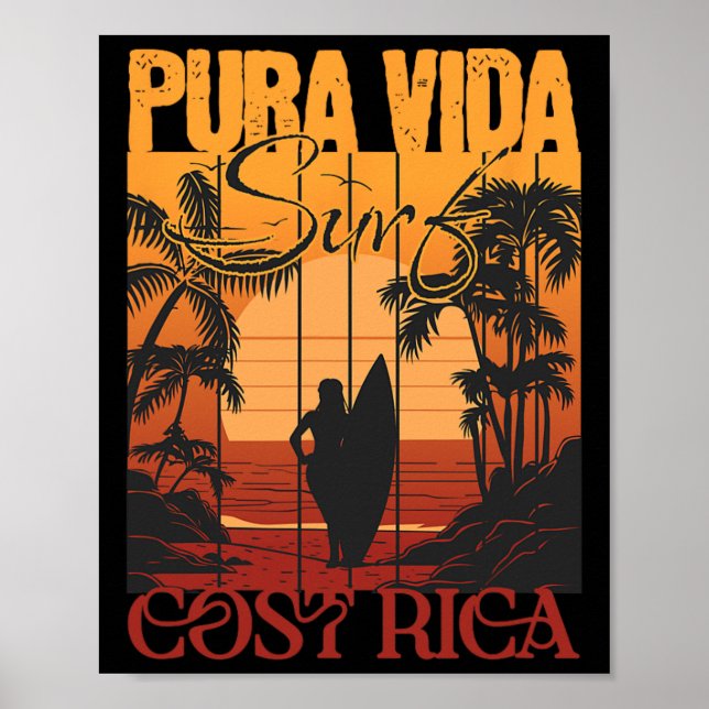Poster Pura Vide Costa Rica Surfando  (Frente)
