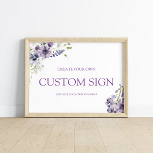 Poster Puro + Lavanda Floral Crie Seu Próprio Sinal