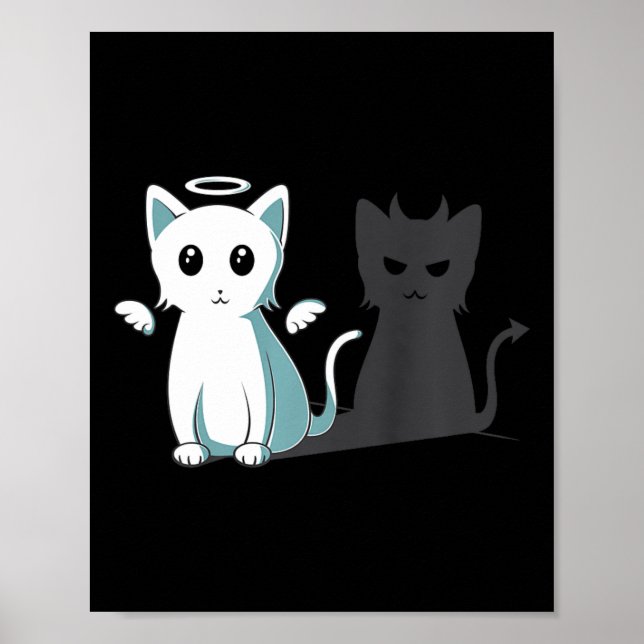 Poster Puro Mau Devil Cat Feliz Halloween Cat Angel Devi (Frente)