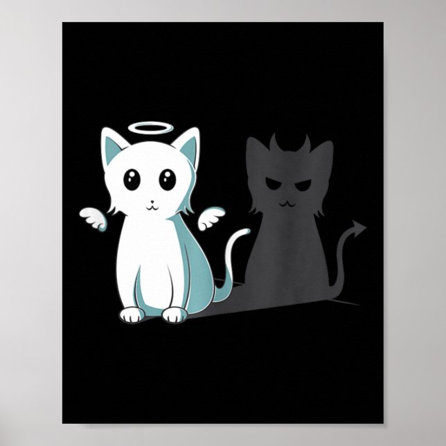 Poster Puro Mau Devil Cat Feliz Halloween Cat Angel Devi (Frente)
