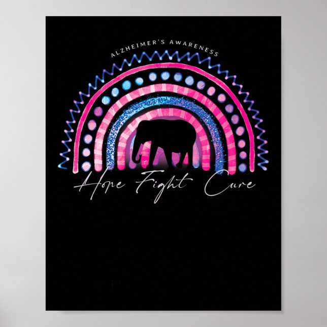 Poster Purple Alzheimer End Consciência Rainbow Elephan (Frente)