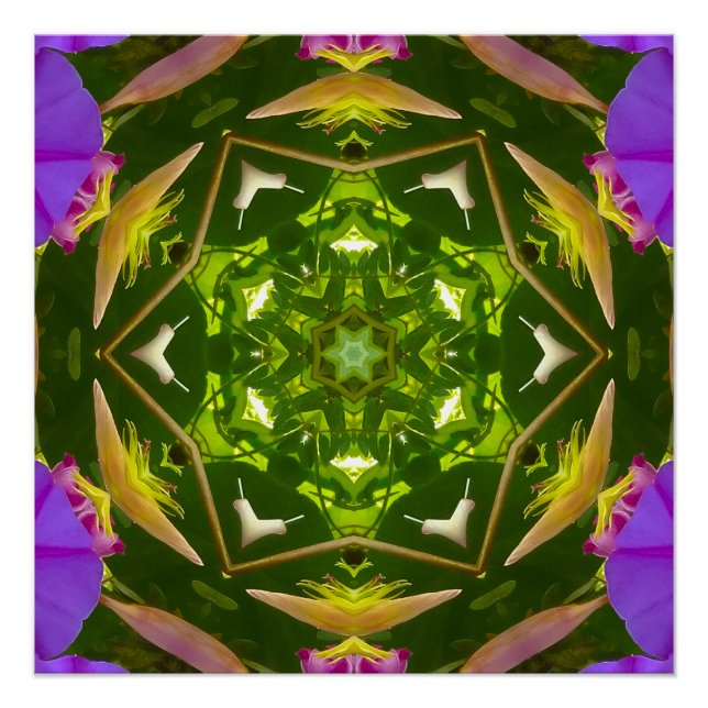 PÔSTER PURPLE AND GREEN ABSTRACT DRAWING. SAMER BRASIL. 4 (Frente)