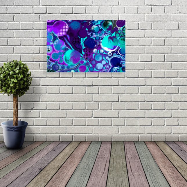 Poster Purple and Teal Abstract Digital Pour Painting (Criador carregado)